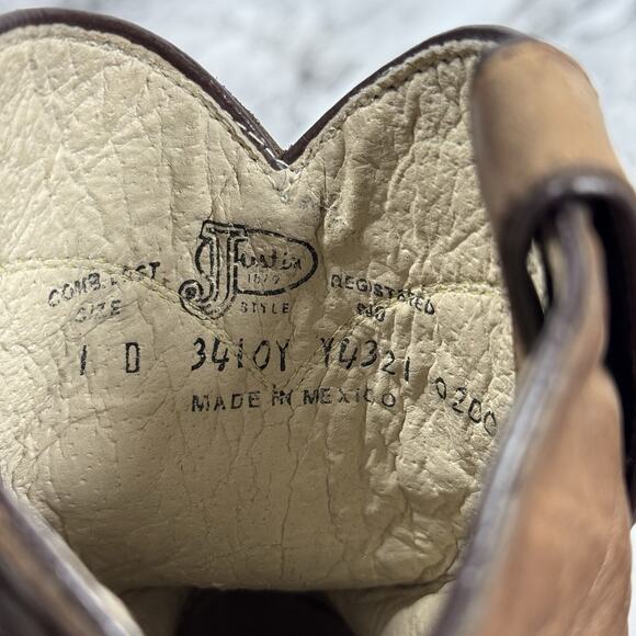 Justin Boots Western Junior Roper Leather Youth Work 3410Y Pull On Size 1 D - Picture 8 of 8